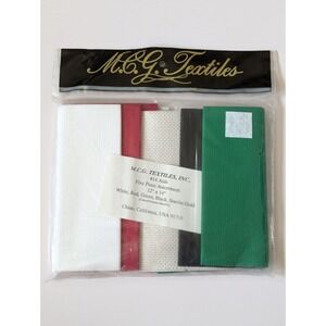 MCG Textiles AIDA 14ct Cross Stitch Fabric 12x14" White Red Green Black Gold LOT